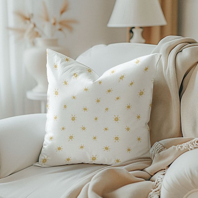 Watercolor Sunshine in Yellow Reversible Throw Pillow (Watercolor Sunshine in Yellow Reversible Throw Pillow)