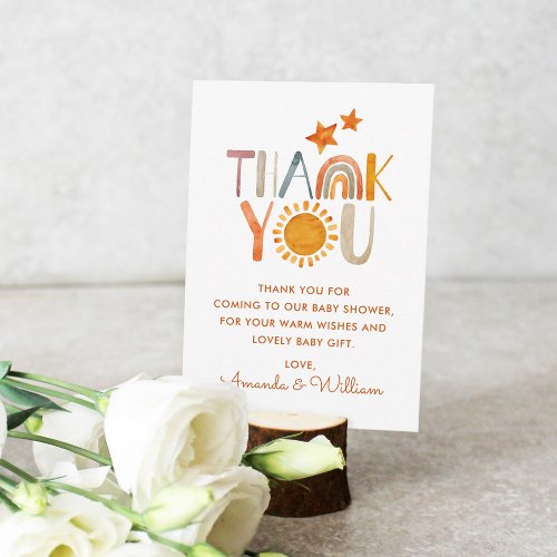 Watercolor Sunshine Rainbow Thank You Baby Shower 