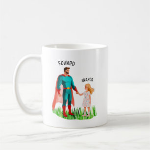 Watercolor Superhero Dad and Daughter Father's Day Coffee Mug