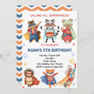 Watercolor Superheroes Birthday Party Invitation
