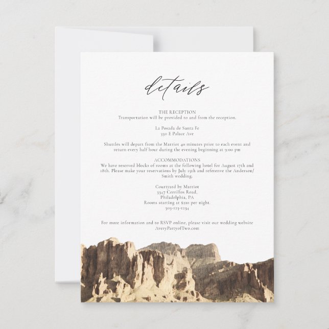 Watercolor Superstition Mountain Details Card (Front)