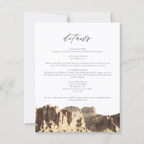 Watercolor Superstition Mountain Details Card
