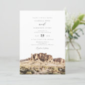 Watercolor Superstition Mountains Desert Wedding Invitation (Standing Front)