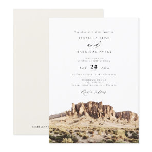 Watercolor Superstition Mountains Desert Wedding Invitation