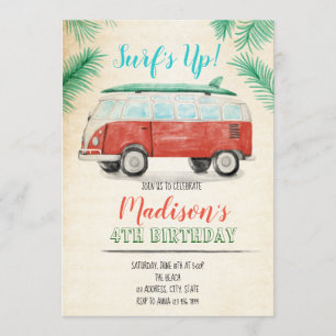 Watercolor surf invitation