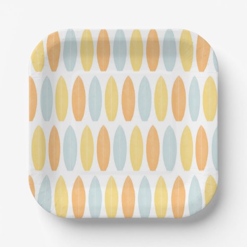 Watercolor Surfboard Birthday Party Paper Plates