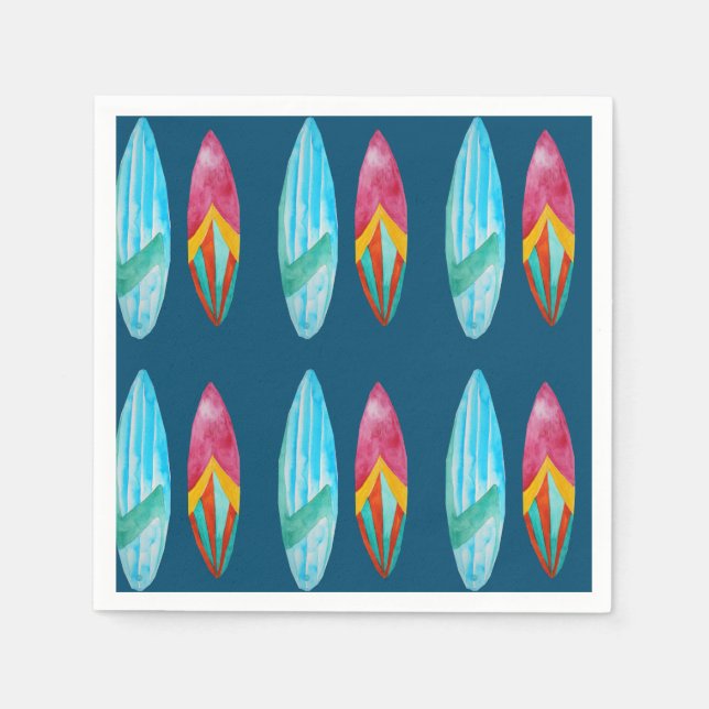 Watercolor Surfboard Pattern Napkins (Front)