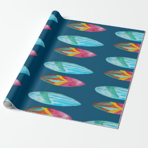 Watercolor Surfboard Pattern Wrapping Paper