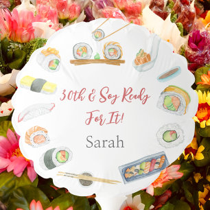 Watercolor Sushi and Sashimi Birthday Balloon