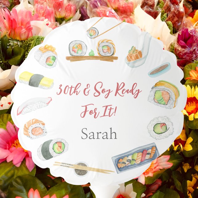 Watercolor Sushi and Sashimi Birthday  Balloon (Creator Uploaded)