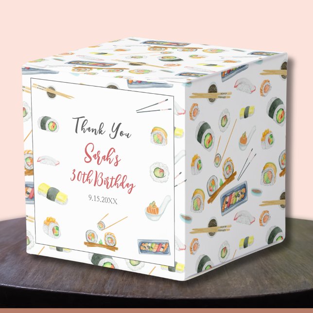 Watercolor Sushi and Sashimi Thank You Favor Boxes (Creator Uploaded)