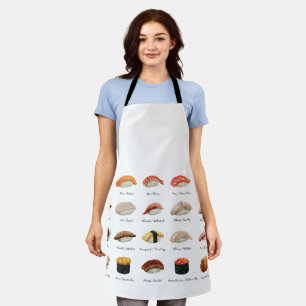 Watercolor Sushi Chart Apron