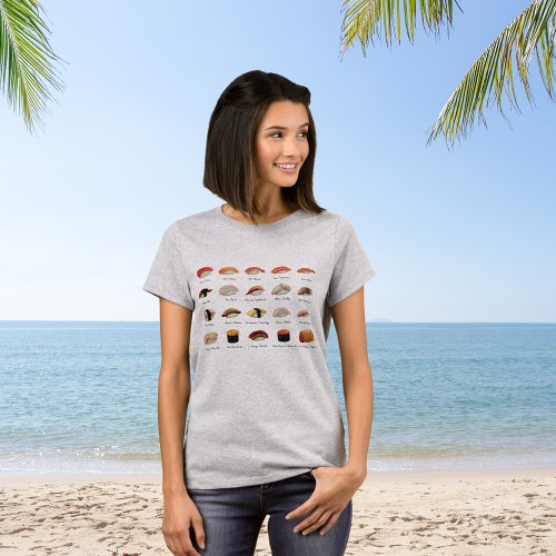 Watercolor Sushi Chart  T_Shirt