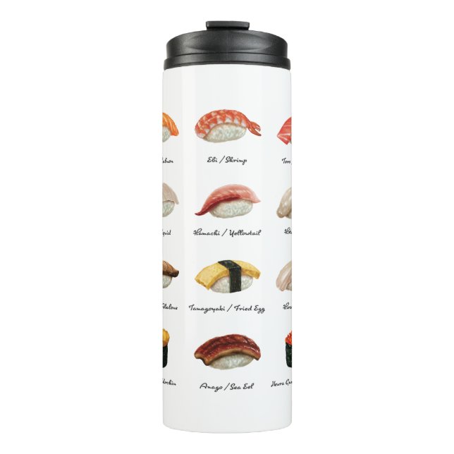 Watercolor Sushi Chart  Thermal Tumbler (Front)