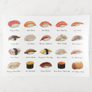 Watercolor Sushi Chart Trinket Tray