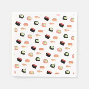 Watercolor Sushi Party Hibachi Sushi Napkins