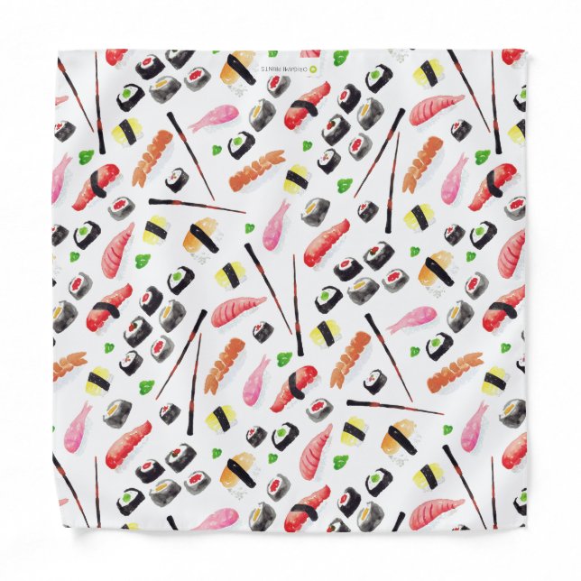 Watercolor Sushi Print Bandana (Front)