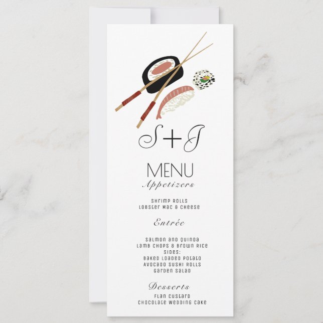 Watercolor Sushi Roll Japan Asian- Menu (Front)