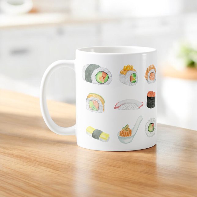 Watercolor Sushi Rolls Coffee Mug (Creator Uploaded)