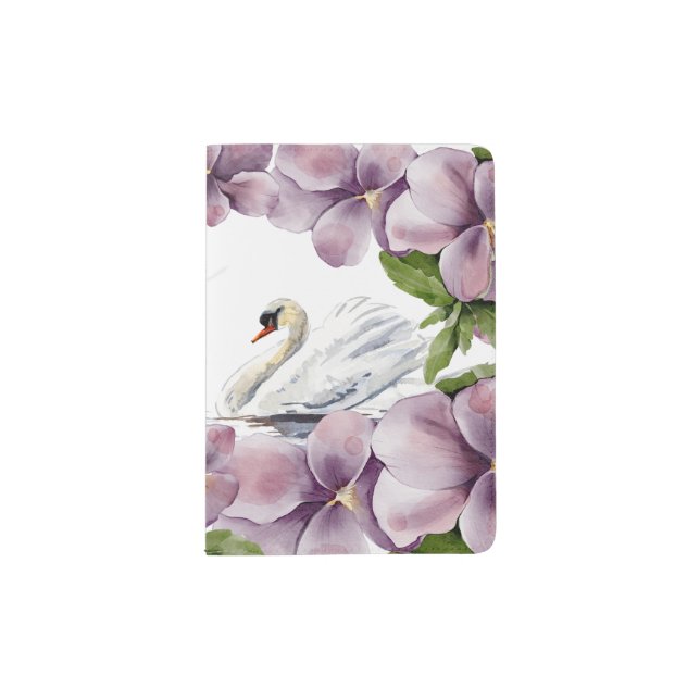 WATERCOLOR SWAN ART   PASSPORT HOLDER (Front)