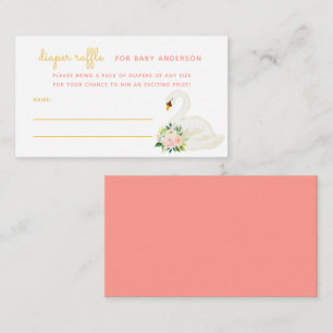 Watercolor Swan Baby Shower Diaper Raffle Enclosure Card