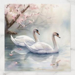 Watercolor Swan Couple Envelope Liner