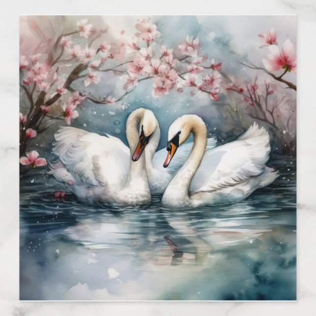 Watercolor Swan Couple Envelope Liner (Design)