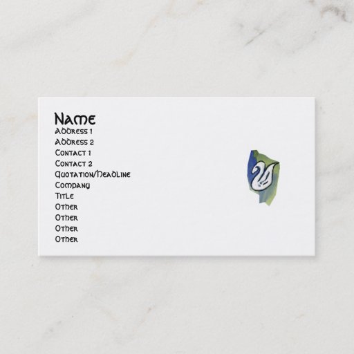 Customizable WATERCOLOR SWAN profile card Business Card Templates