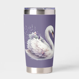 Watercolor Swan with Lavender Florals Insulated Tumbler