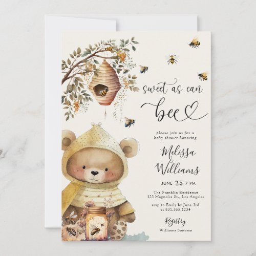 Watercolor Sweet As Can Be Baby Shower Invitation