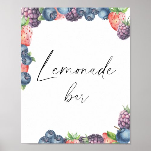 Watercolor sweet berry _ lemonade bar poster