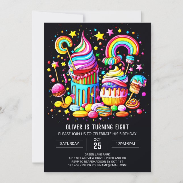 Watercolor Sweet Birthday Invitation (Front)