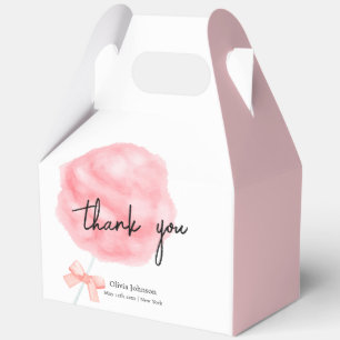 Watercolor Sweet Bow Cotton Candy Baby Shower Favor Boxes