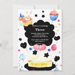Watercolor Sweet Cake Birthday Invitation