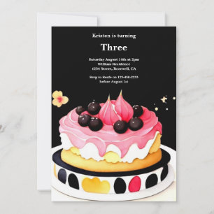 Watercolor Sweet Cake Birthday Invitation