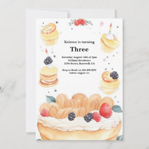 Watercolor Sweet Cake Birthday Invitation