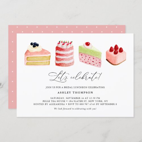 Watercolor Sweet Cakes Bridal Luncheon Invitation