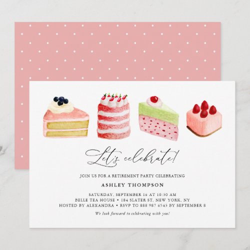 Watercolor Sweet Cakes Retirement Party Brunch