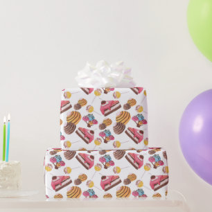 Watercolor Sweet Candy Land Pattern Wrapping Paper