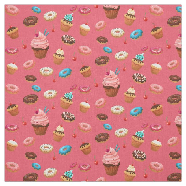 Watercolor sweet Donuts pattern Fabric (Swatch)