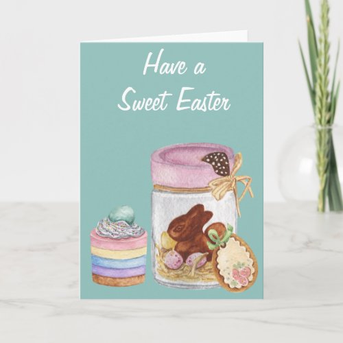 Watercolor Sweet Easter Treats Cookie  Card