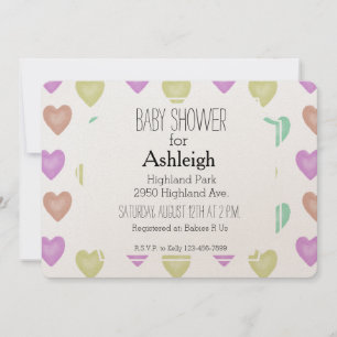 Watercolor Sweet Hearts baby shower Invitation