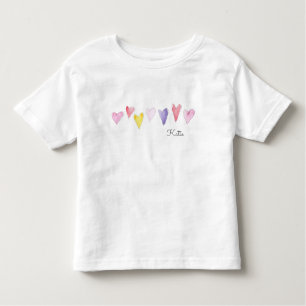 Watercolor Sweet Hearts NAME Love Kids Valentine Toddler T-shirt