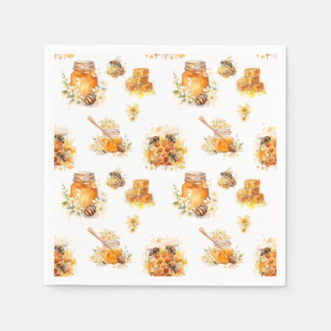 Watercolor Sweet Honey Napkins (Front)