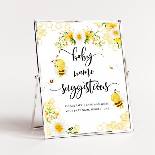Watercolor Sweet little bee Baby name suggestions Poster