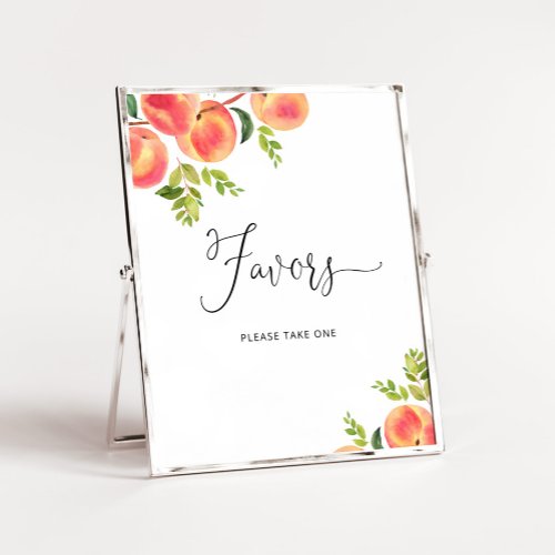 Watercolor sweet little peach Favors sign