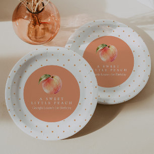Watercolor Sweet Little Peach Polkadot Paper Plates