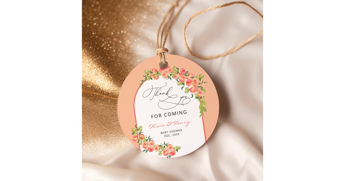 Watercolor Sweet Little Peach Thank You Favor Tags | Zazzle