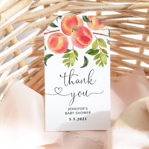 Watercolor sweet little peach thank you tag