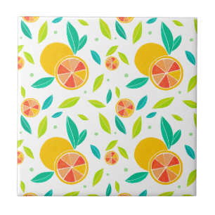 Watercolor Sweet Oranges Pattern Ceramic Tile